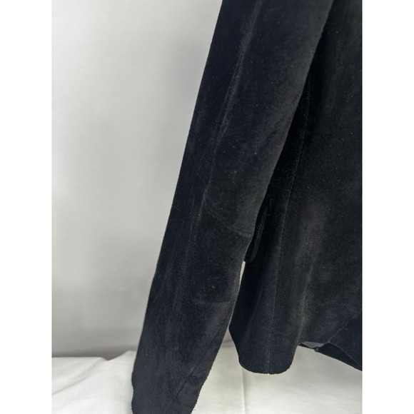 VenusUSA Womens Sz Small Black Short‎ Leather Tailored Suede Jacket Vintage - Picture 7 of 11
